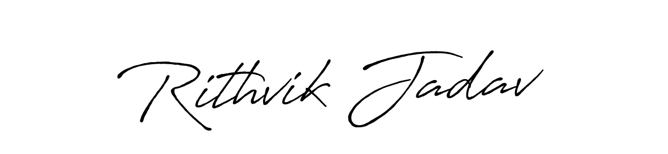 The best way (Antro_Vectra_Bolder) to make a short signature is to pick only two or three words in your name. The name Rithvik Jadav include a total of six letters. For converting this name. Rithvik Jadav signature style 7 images and pictures png