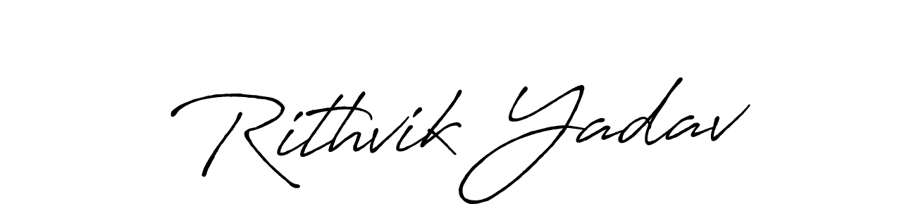 How to make Rithvik Yadav name signature. Use Antro_Vectra_Bolder style for creating short signs online. This is the latest handwritten sign. Rithvik Yadav signature style 7 images and pictures png