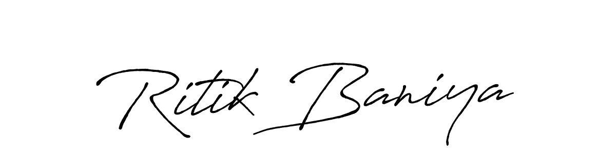 Similarly Antro_Vectra_Bolder is the best handwritten signature design. Signature creator online .You can use it as an online autograph creator for name Ritik Baniya. Ritik Baniya signature style 7 images and pictures png