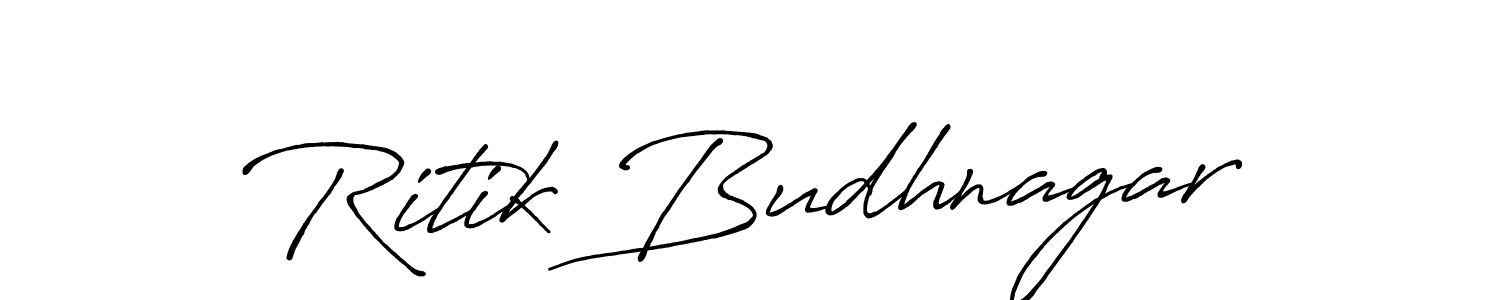 How to make Ritik Budhnagar signature? Antro_Vectra_Bolder is a professional autograph style. Create handwritten signature for Ritik Budhnagar name. Ritik Budhnagar signature style 7 images and pictures png