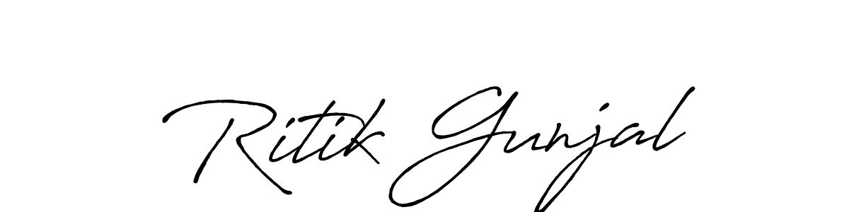 You should practise on your own different ways (Antro_Vectra_Bolder) to write your name (Ritik Gunjal) in signature. don't let someone else do it for you. Ritik Gunjal signature style 7 images and pictures png