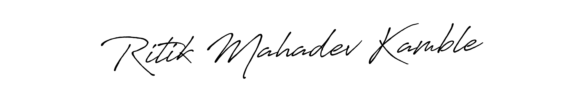 Antro_Vectra_Bolder is a professional signature style that is perfect for those who want to add a touch of class to their signature. It is also a great choice for those who want to make their signature more unique. Get Ritik Mahadev Kamble name to fancy signature for free. Ritik Mahadev Kamble signature style 7 images and pictures png