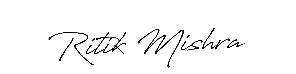 How to make Ritik Mishra name signature. Use Antro_Vectra_Bolder style for creating short signs online. This is the latest handwritten sign. Ritik Mishra signature style 7 images and pictures png