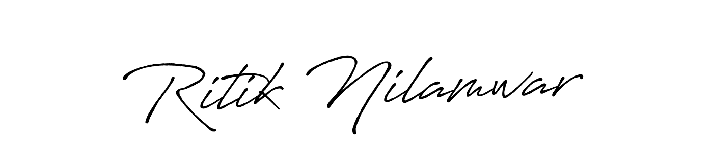 Antro_Vectra_Bolder is a professional signature style that is perfect for those who want to add a touch of class to their signature. It is also a great choice for those who want to make their signature more unique. Get Ritik Nilamwar name to fancy signature for free. Ritik Nilamwar signature style 7 images and pictures png