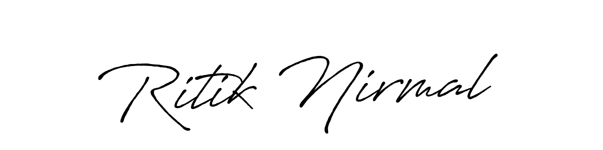 How to make Ritik Nirmal name signature. Use Antro_Vectra_Bolder style for creating short signs online. This is the latest handwritten sign. Ritik Nirmal signature style 7 images and pictures png