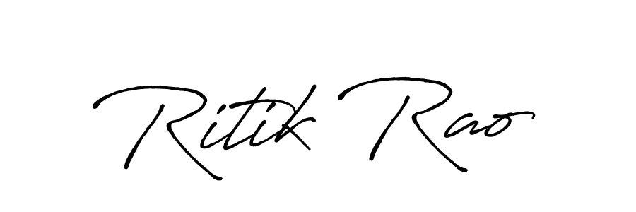 How to make Ritik Rao name signature. Use Antro_Vectra_Bolder style for creating short signs online. This is the latest handwritten sign. Ritik Rao signature style 7 images and pictures png