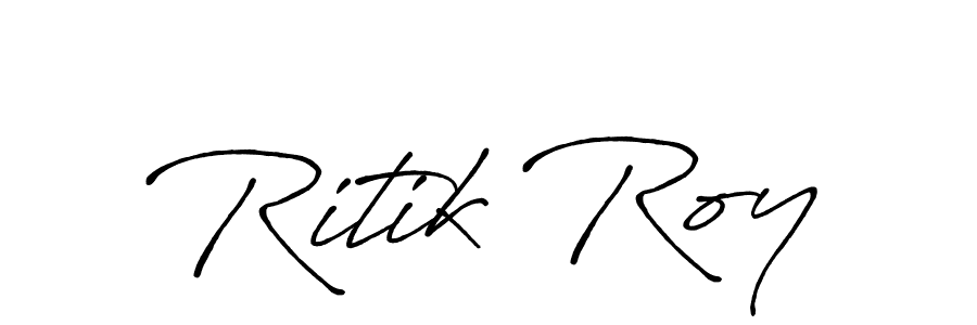 How to make Ritik Roy name signature. Use Antro_Vectra_Bolder style for creating short signs online. This is the latest handwritten sign. Ritik Roy signature style 7 images and pictures png