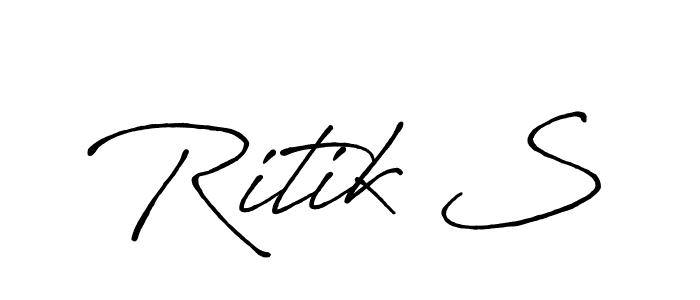 Also You can easily find your signature by using the search form. We will create Ritik S name handwritten signature images for you free of cost using Antro_Vectra_Bolder sign style. Ritik S signature style 7 images and pictures png