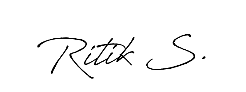 How to make Ritik S. name signature. Use Antro_Vectra_Bolder style for creating short signs online. This is the latest handwritten sign. Ritik S. signature style 7 images and pictures png
