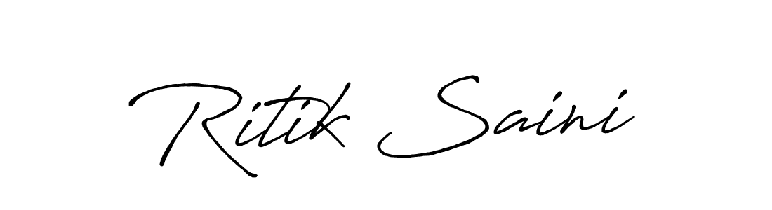 Similarly Antro_Vectra_Bolder is the best handwritten signature design. Signature creator online .You can use it as an online autograph creator for name Ritik Saini. Ritik Saini signature style 7 images and pictures png