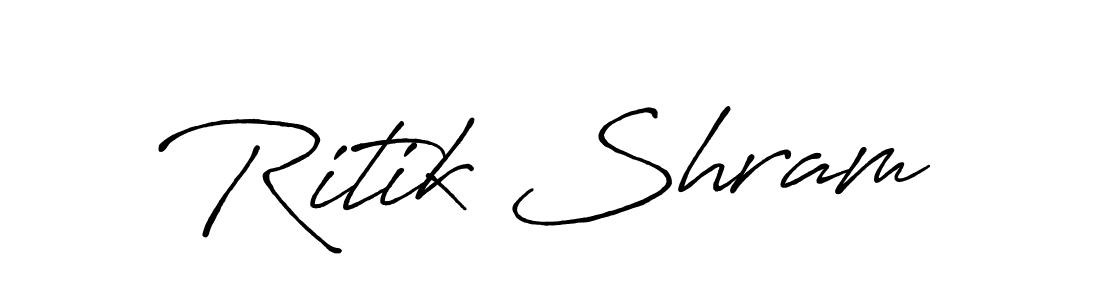 The best way (Antro_Vectra_Bolder) to make a short signature is to pick only two or three words in your name. The name Ritik Shram include a total of six letters. For converting this name. Ritik Shram signature style 7 images and pictures png