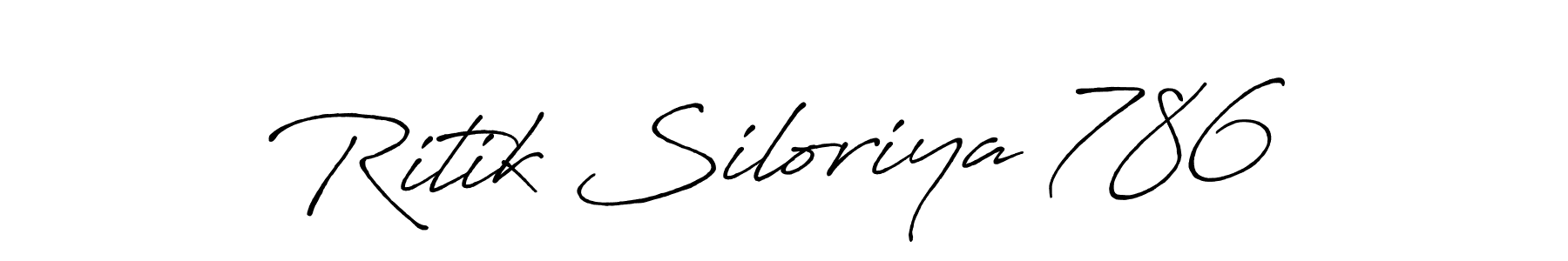 How to make Ritik Siloriya 786 name signature. Use Antro_Vectra_Bolder style for creating short signs online. This is the latest handwritten sign. Ritik Siloriya 786 signature style 7 images and pictures png