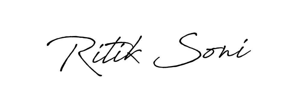 Use a signature maker to create a handwritten signature online. With this signature software, you can design (Antro_Vectra_Bolder) your own signature for name Ritik Soni. Ritik Soni signature style 7 images and pictures png