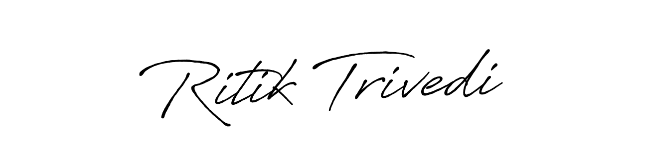 Similarly Antro_Vectra_Bolder is the best handwritten signature design. Signature creator online .You can use it as an online autograph creator for name Ritik Trivedi. Ritik Trivedi signature style 7 images and pictures png