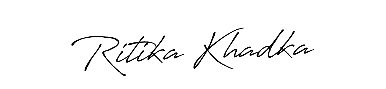 How to make Ritika Khadka name signature. Use Antro_Vectra_Bolder style for creating short signs online. This is the latest handwritten sign. Ritika Khadka signature style 7 images and pictures png
