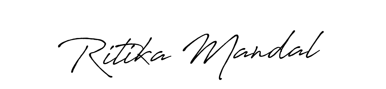 How to make Ritika Mandal name signature. Use Antro_Vectra_Bolder style for creating short signs online. This is the latest handwritten sign. Ritika Mandal signature style 7 images and pictures png