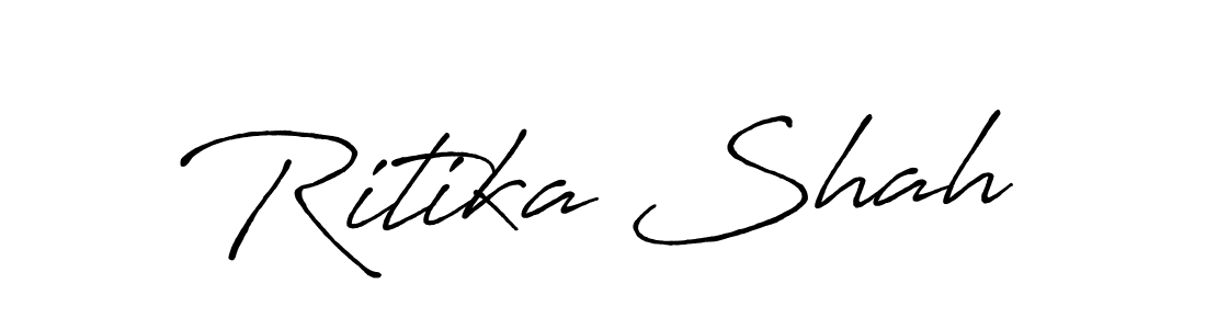 How to make Ritika Shah name signature. Use Antro_Vectra_Bolder style for creating short signs online. This is the latest handwritten sign. Ritika Shah signature style 7 images and pictures png