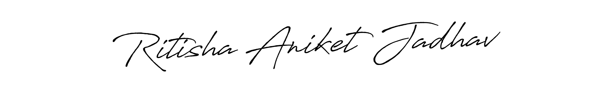 Antro_Vectra_Bolder is a professional signature style that is perfect for those who want to add a touch of class to their signature. It is also a great choice for those who want to make their signature more unique. Get Ritisha Aniket Jadhav name to fancy signature for free. Ritisha Aniket Jadhav signature style 7 images and pictures png