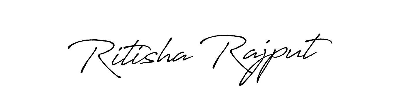 How to make Ritisha Rajput name signature. Use Antro_Vectra_Bolder style for creating short signs online. This is the latest handwritten sign. Ritisha Rajput signature style 7 images and pictures png