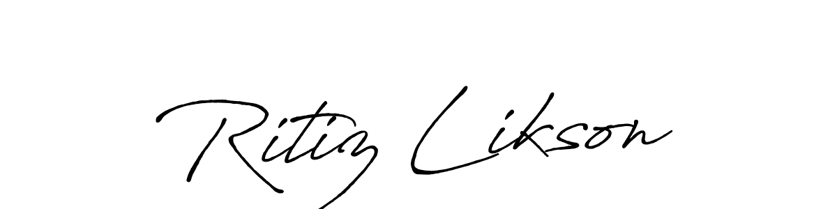 Antro_Vectra_Bolder is a professional signature style that is perfect for those who want to add a touch of class to their signature. It is also a great choice for those who want to make their signature more unique. Get Ritiz Likson name to fancy signature for free. Ritiz Likson signature style 7 images and pictures png