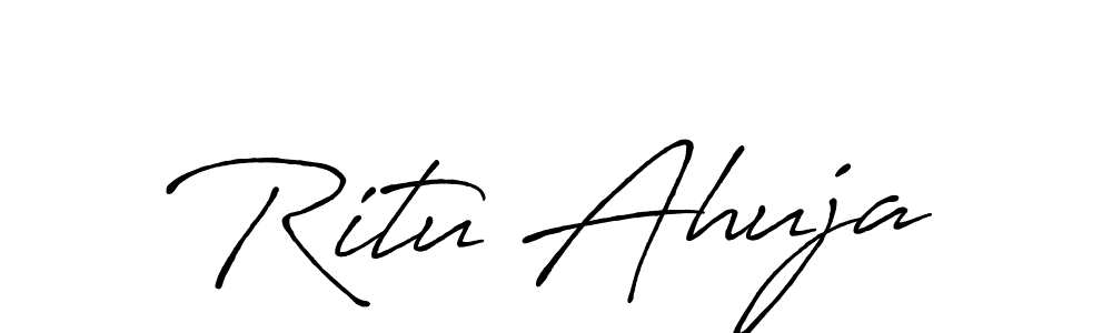 Create a beautiful signature design for name Ritu Ahuja. With this signature (Antro_Vectra_Bolder) fonts, you can make a handwritten signature for free. Ritu Ahuja signature style 7 images and pictures png