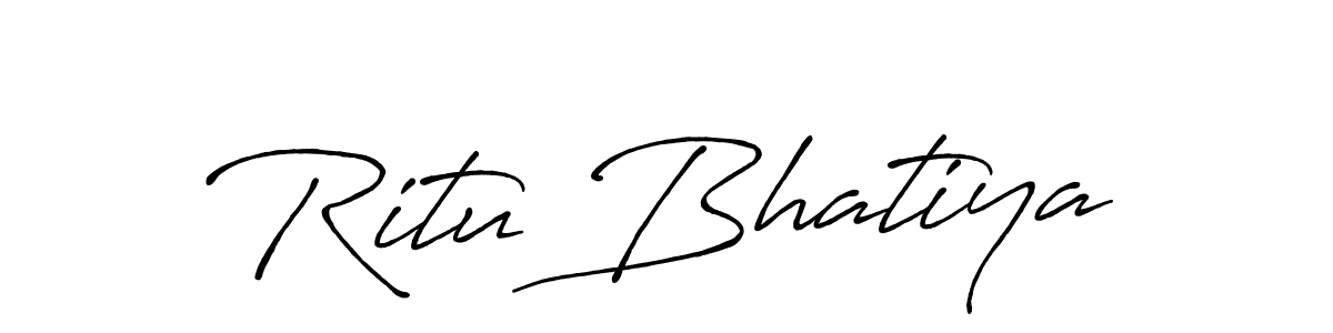 You should practise on your own different ways (Antro_Vectra_Bolder) to write your name (Ritu Bhatiya) in signature. don't let someone else do it for you. Ritu Bhatiya signature style 7 images and pictures png