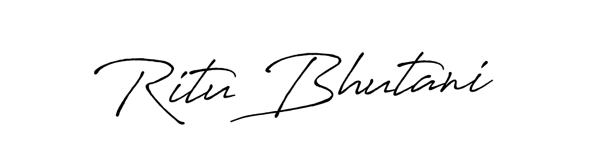 The best way (Antro_Vectra_Bolder) to make a short signature is to pick only two or three words in your name. The name Ritu Bhutani include a total of six letters. For converting this name. Ritu Bhutani signature style 7 images and pictures png