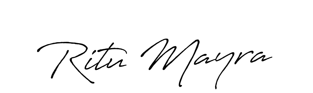 The best way (Antro_Vectra_Bolder) to make a short signature is to pick only two or three words in your name. The name Ritu Mayra include a total of six letters. For converting this name. Ritu Mayra signature style 7 images and pictures png