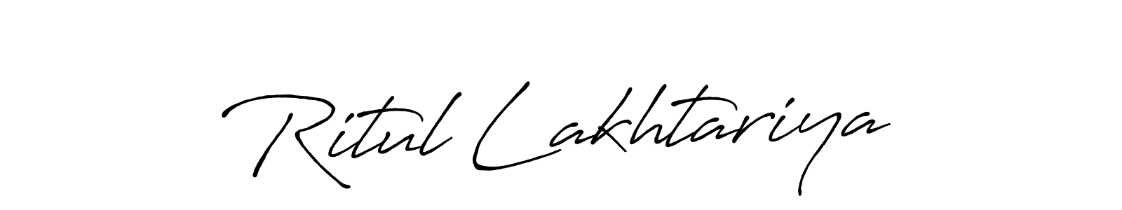 Make a beautiful signature design for name Ritul Lakhtariya. With this signature (Antro_Vectra_Bolder) style, you can create a handwritten signature for free. Ritul Lakhtariya signature style 7 images and pictures png