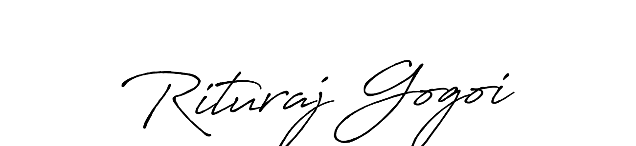 How to make Rituraj Gogoi name signature. Use Antro_Vectra_Bolder style for creating short signs online. This is the latest handwritten sign. Rituraj Gogoi signature style 7 images and pictures png
