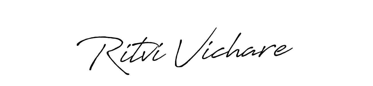 Antro_Vectra_Bolder is a professional signature style that is perfect for those who want to add a touch of class to their signature. It is also a great choice for those who want to make their signature more unique. Get Ritvi Vichare name to fancy signature for free. Ritvi Vichare signature style 7 images and pictures png