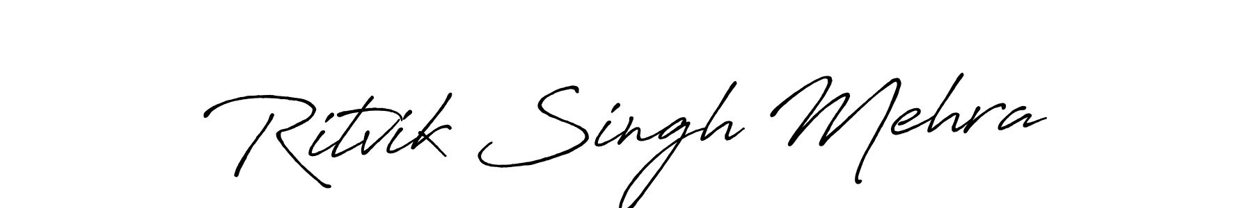 The best way (Antro_Vectra_Bolder) to make a short signature is to pick only two or three words in your name. The name Ritvik Singh Mehra include a total of six letters. For converting this name. Ritvik Singh Mehra signature style 7 images and pictures png