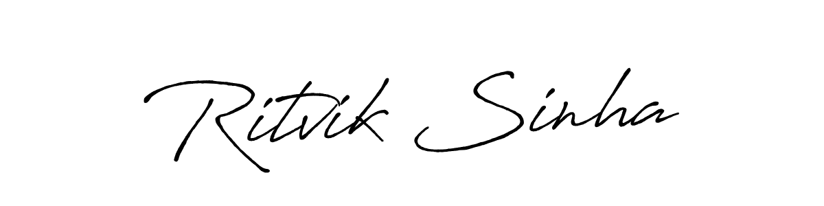 Make a beautiful signature design for name Ritvik Sinha. With this signature (Antro_Vectra_Bolder) style, you can create a handwritten signature for free. Ritvik Sinha signature style 7 images and pictures png