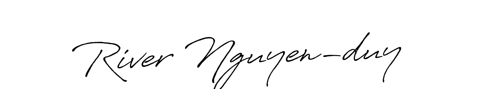 if you are searching for the best signature style for your name River Nguyen-duy. so please give up your signature search. here we have designed multiple signature styles  using Antro_Vectra_Bolder. River Nguyen-duy signature style 7 images and pictures png