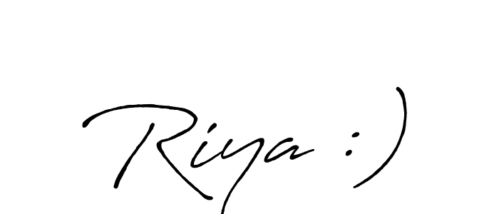 Make a beautiful signature design for name Riya :). With this signature (Antro_Vectra_Bolder) style, you can create a handwritten signature for free. Riya :) signature style 7 images and pictures png