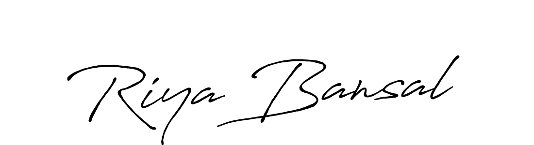 Use a signature maker to create a handwritten signature online. With this signature software, you can design (Antro_Vectra_Bolder) your own signature for name Riya Bansal. Riya Bansal signature style 7 images and pictures png