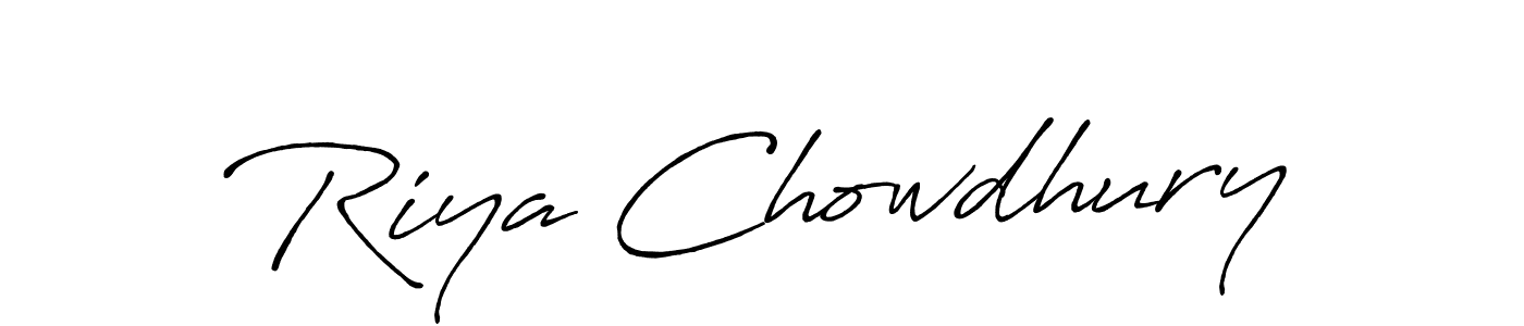 How to make Riya Chowdhury name signature. Use Antro_Vectra_Bolder style for creating short signs online. This is the latest handwritten sign. Riya Chowdhury signature style 7 images and pictures png