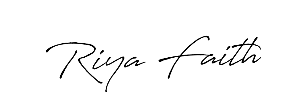 The best way (Antro_Vectra_Bolder) to make a short signature is to pick only two or three words in your name. The name Riya Faith include a total of six letters. For converting this name. Riya Faith signature style 7 images and pictures png