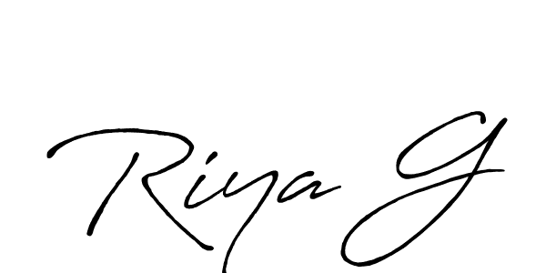 The best way (Antro_Vectra_Bolder) to make a short signature is to pick only two or three words in your name. The name Riya G include a total of six letters. For converting this name. Riya G signature style 7 images and pictures png