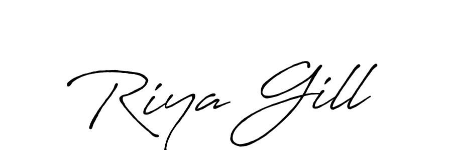 The best way (Antro_Vectra_Bolder) to make a short signature is to pick only two or three words in your name. The name Riya Gill include a total of six letters. For converting this name. Riya Gill signature style 7 images and pictures png