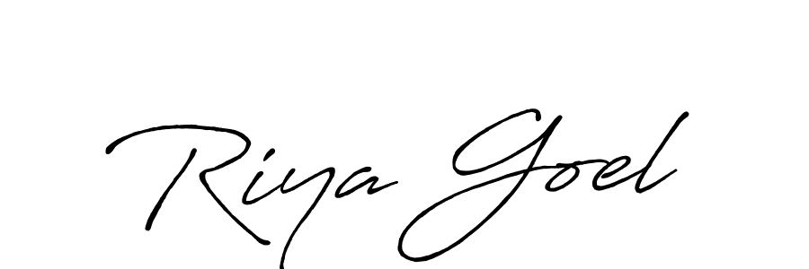 Riya Goel stylish signature style. Best Handwritten Sign (Antro_Vectra_Bolder) for my name. Handwritten Signature Collection Ideas for my name Riya Goel. Riya Goel signature style 7 images and pictures png