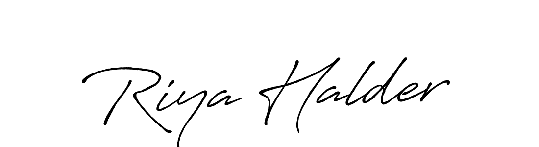 Create a beautiful signature design for name Riya Halder. With this signature (Antro_Vectra_Bolder) fonts, you can make a handwritten signature for free. Riya Halder signature style 7 images and pictures png