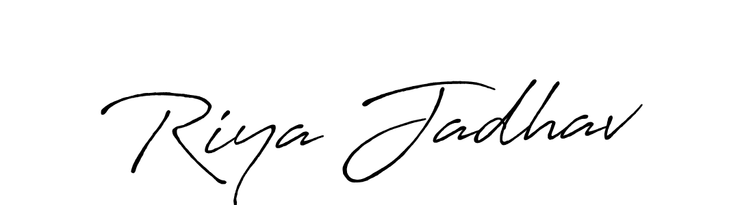 Riya Jadhav stylish signature style. Best Handwritten Sign (Antro_Vectra_Bolder) for my name. Handwritten Signature Collection Ideas for my name Riya Jadhav. Riya Jadhav signature style 7 images and pictures png