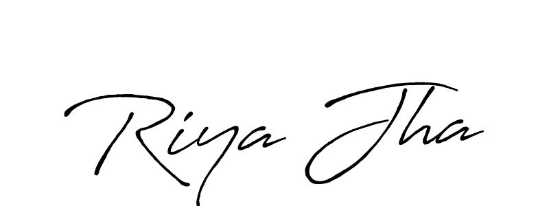 The best way (Antro_Vectra_Bolder) to make a short signature is to pick only two or three words in your name. The name Riya Jha include a total of six letters. For converting this name. Riya Jha signature style 7 images and pictures png