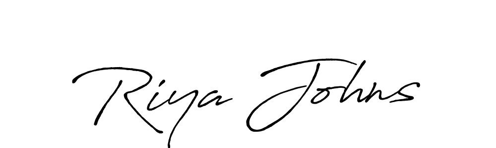 How to make Riya Johns name signature. Use Antro_Vectra_Bolder style for creating short signs online. This is the latest handwritten sign. Riya Johns signature style 7 images and pictures png