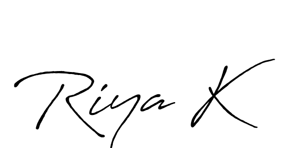 It looks lik you need a new signature style for name Riya K. Design unique handwritten (Antro_Vectra_Bolder) signature with our free signature maker in just a few clicks. Riya K signature style 7 images and pictures png