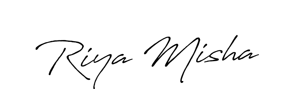 The best way (Antro_Vectra_Bolder) to make a short signature is to pick only two or three words in your name. The name Riya Misha include a total of six letters. For converting this name. Riya Misha signature style 7 images and pictures png