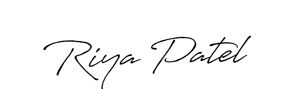 Make a beautiful signature design for name Riya Patel. With this signature (Antro_Vectra_Bolder) style, you can create a handwritten signature for free. Riya Patel signature style 7 images and pictures png