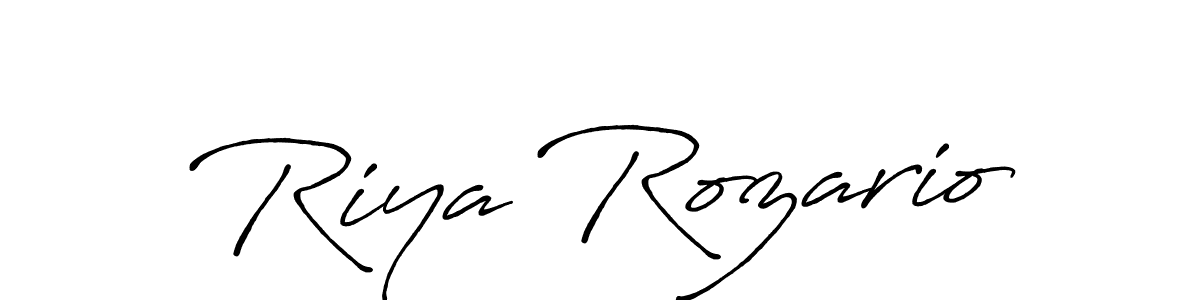 How to make Riya Rozario name signature. Use Antro_Vectra_Bolder style for creating short signs online. This is the latest handwritten sign. Riya Rozario signature style 7 images and pictures png