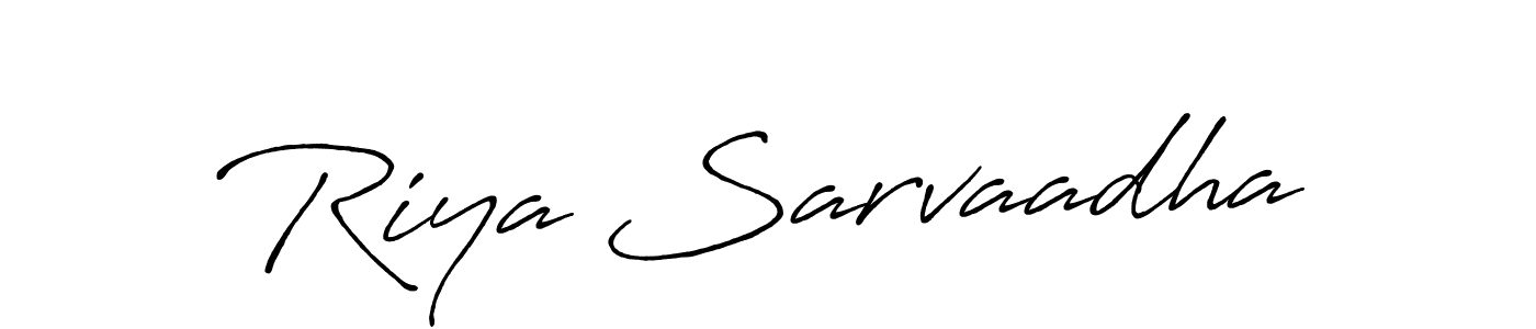 Create a beautiful signature design for name Riya Sarvaadha. With this signature (Antro_Vectra_Bolder) fonts, you can make a handwritten signature for free. Riya Sarvaadha signature style 7 images and pictures png